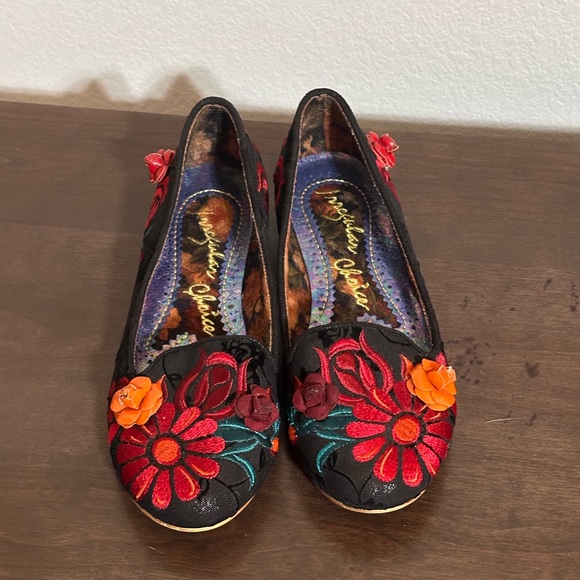 Irregular Choice Shoes - Irregular‎ Choice Casa Blanka Black Floral Embroidered Flats Women UK 38 US 7.5